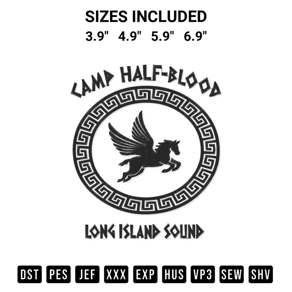 Get the Camp Half Blood Long Island Sound Embroidery Design embroidery design for your custom crafts! Premium digitized files available for instant download at Designspacks.com. Available sizes: 3.9", 4.9", 5.9", 6.9".