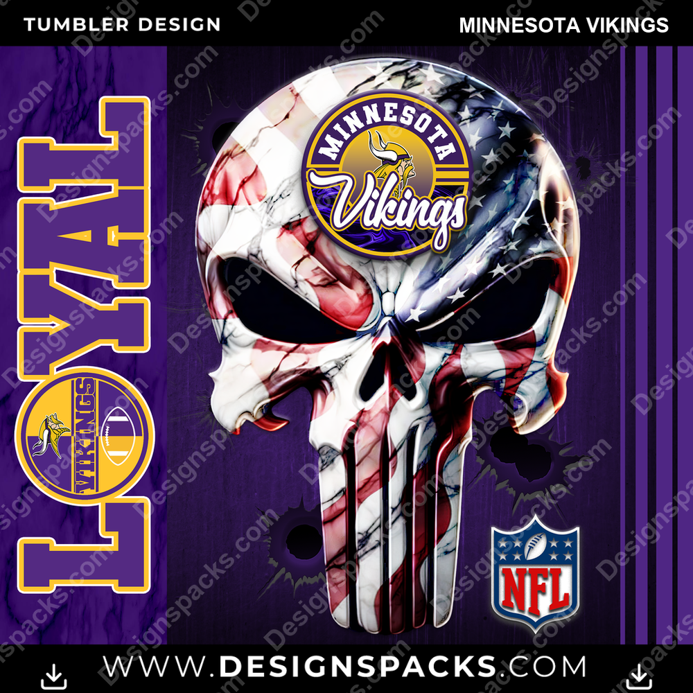 Football Loyal Minnesota Vikings Tumbler Digital Wrap Design