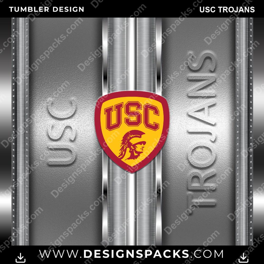 College Sport Metallic USC Trojans Tumbler Digital Wrap Design