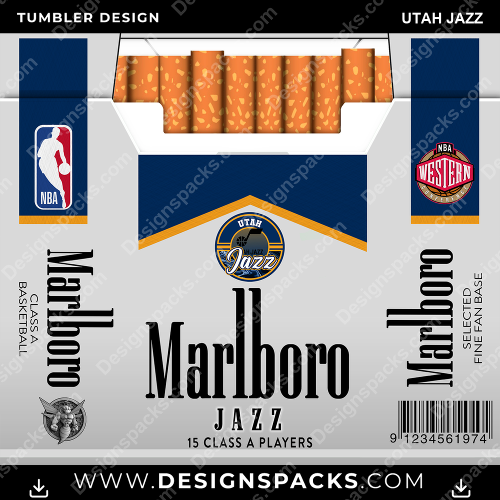 Basketball Marlboro Utah Jazz Tumbler Digital Wrap Design