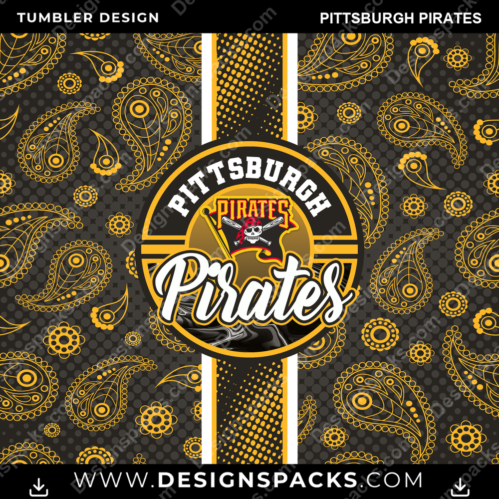 Baseball Handkerchief Pittsburgh Pirates Tumbler Digital Wrap Design