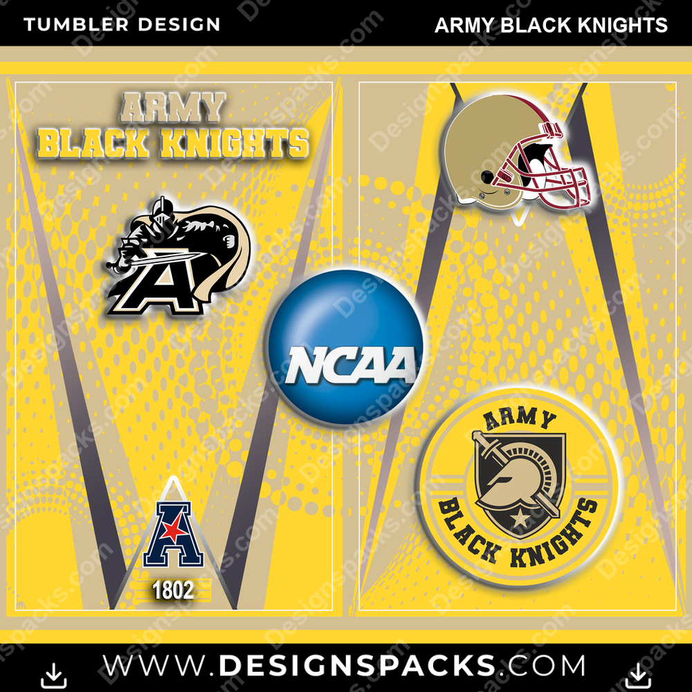 College Sport Team Logo Army Black Knights NCAA College Sport Tumbler Digital Wrap Design Download