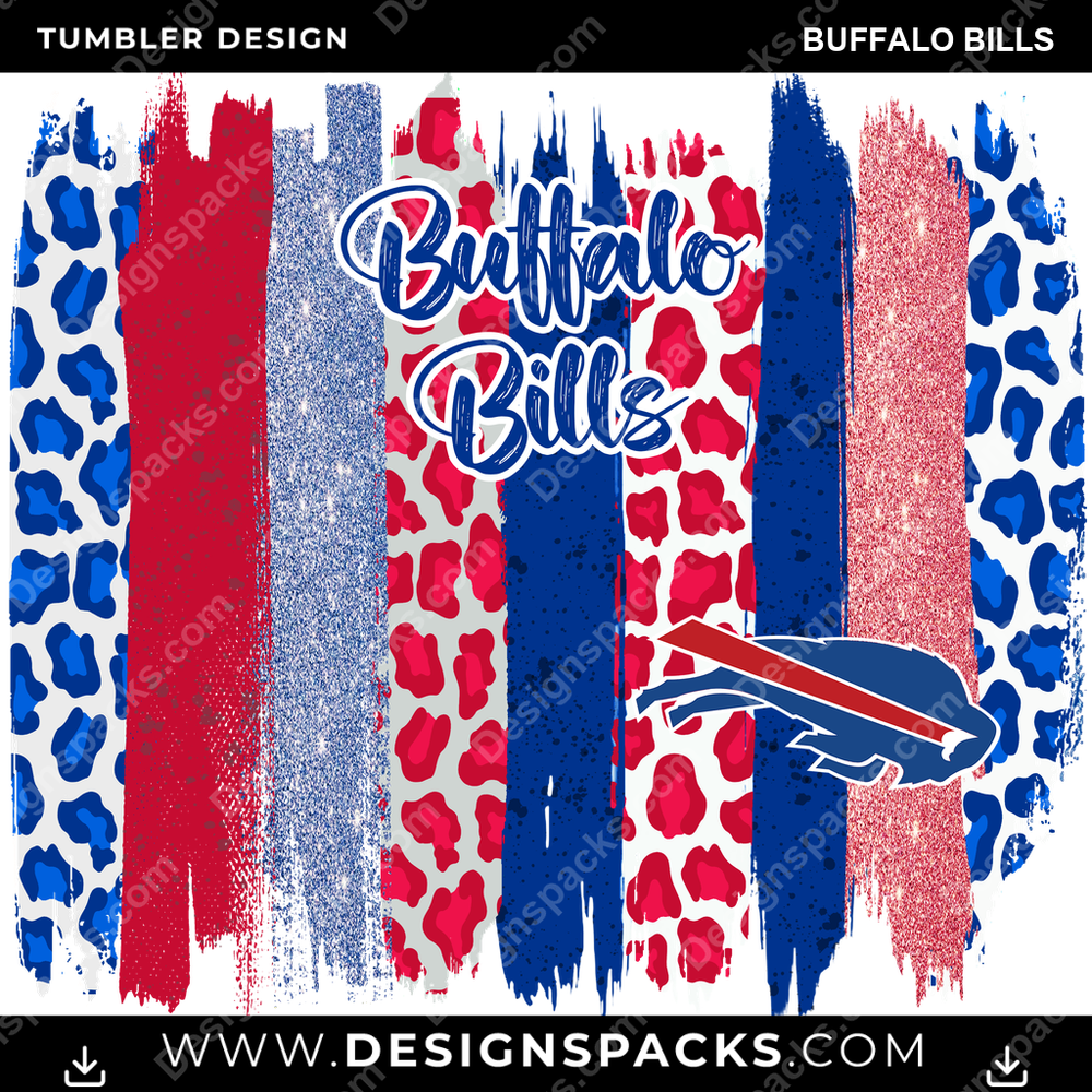 Football Brush Strokes Buffalo Bills NFL Football Tumbler Digital Wrap Design Download