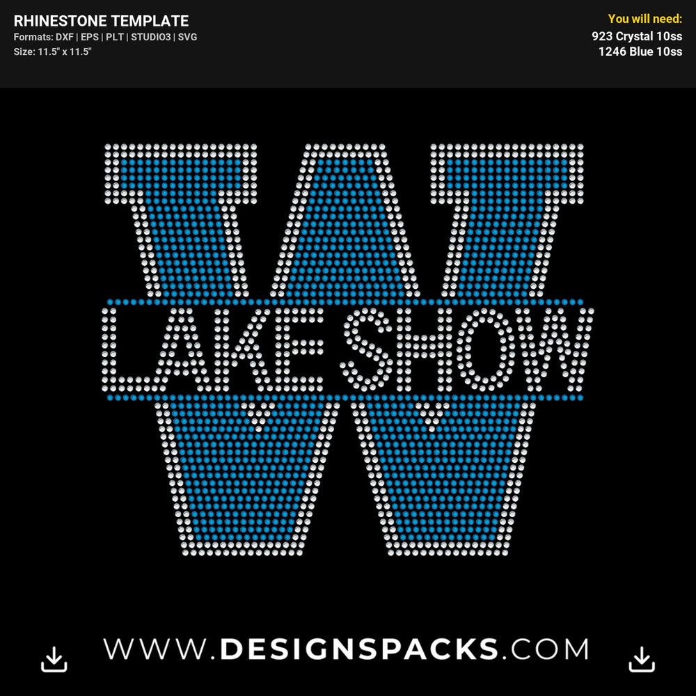 Big W Split Lake Show Rhinestone Digital Template