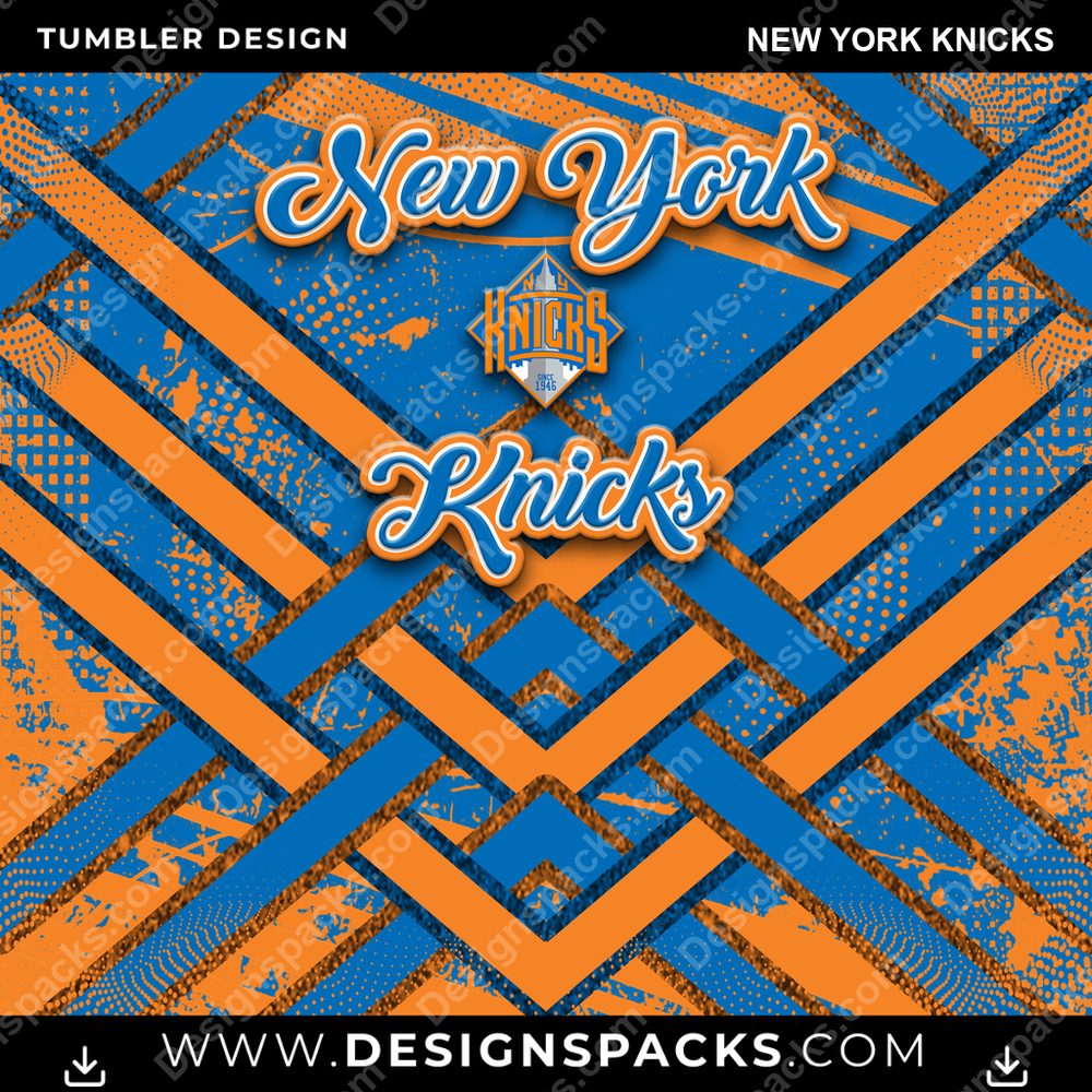 Basketball Glitter Stripe New York Knicks Tumbler Digital Wrap Design