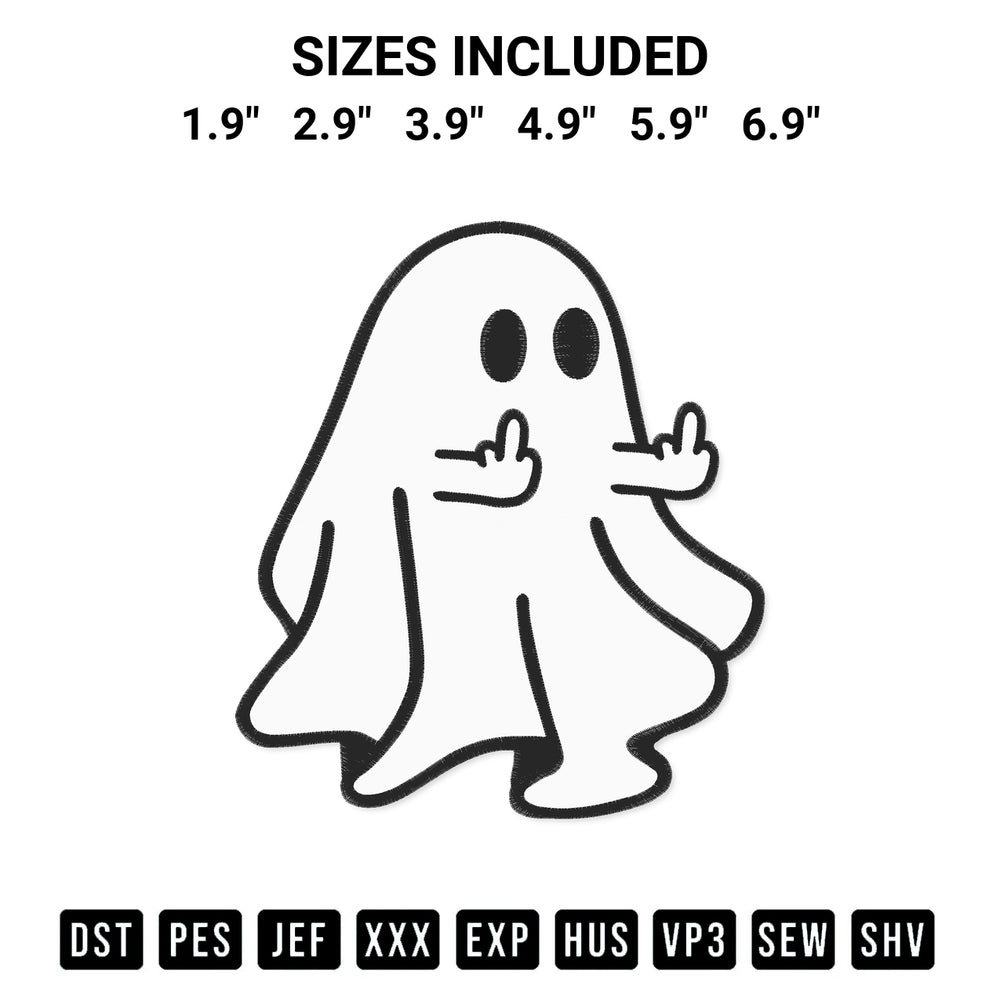 Download the Ghost Middle Finger Embroidery Design machine embroidery design exclusively at Designspacks.com. Premium digitized pattern for apparel and DIY crafts. Available sizes: 1.9", 2.9", 3.9", 4.9", 5.9", 6.9".