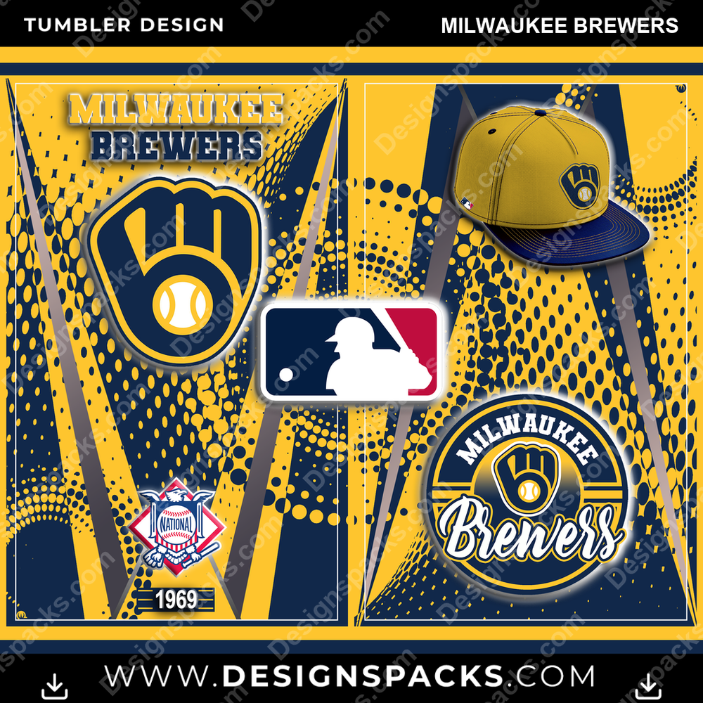 Baseball Team Logo Milwaukee Brewers Tumbler Digital Wrap Design