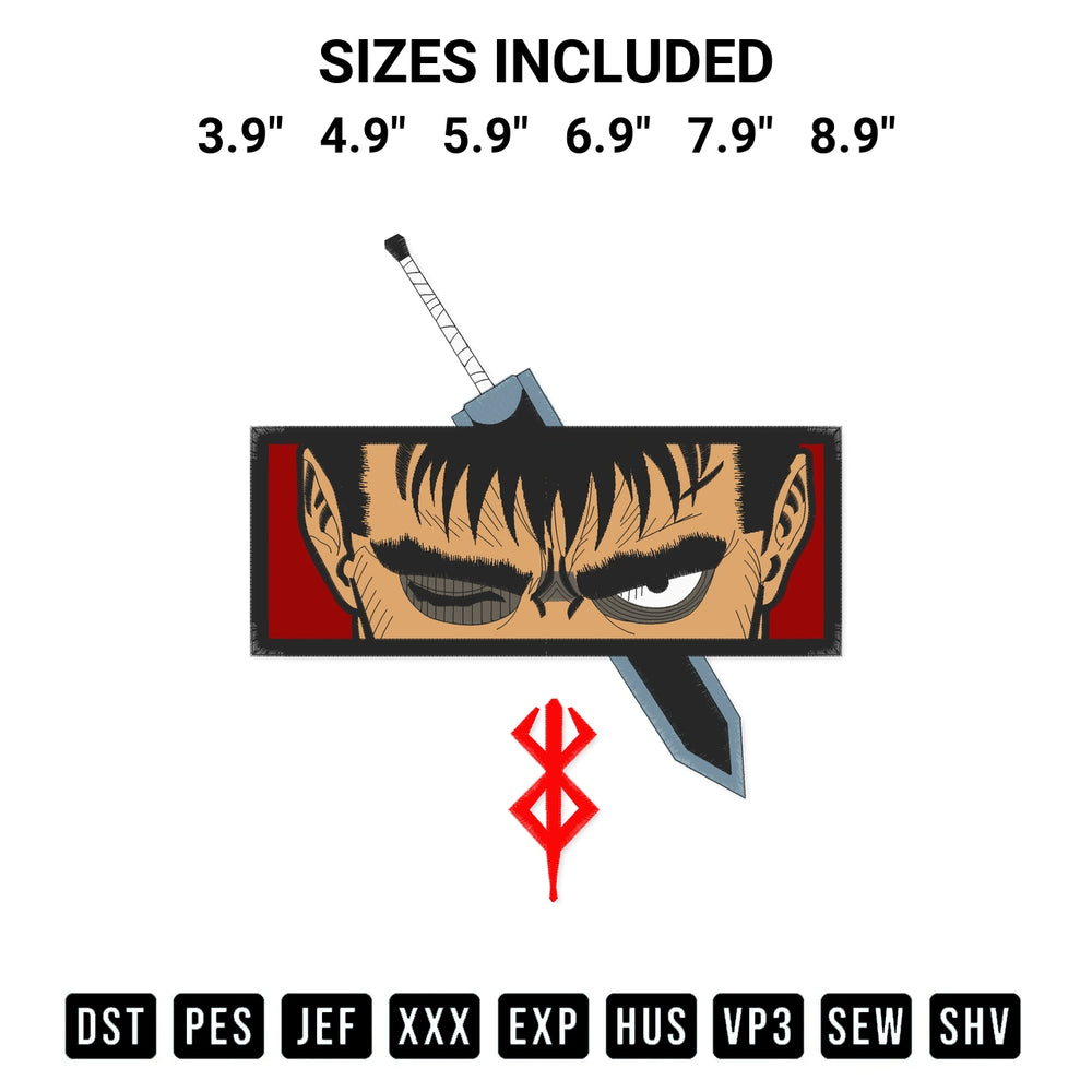Discover the perfect addition to your crafting collection: Berserk Anime Embroidery Design embroidery file. Instantly available at Designspacks.com. Available sizes: 3.9", 4.9", 5.9", 6.9", 7.9", 8.9".