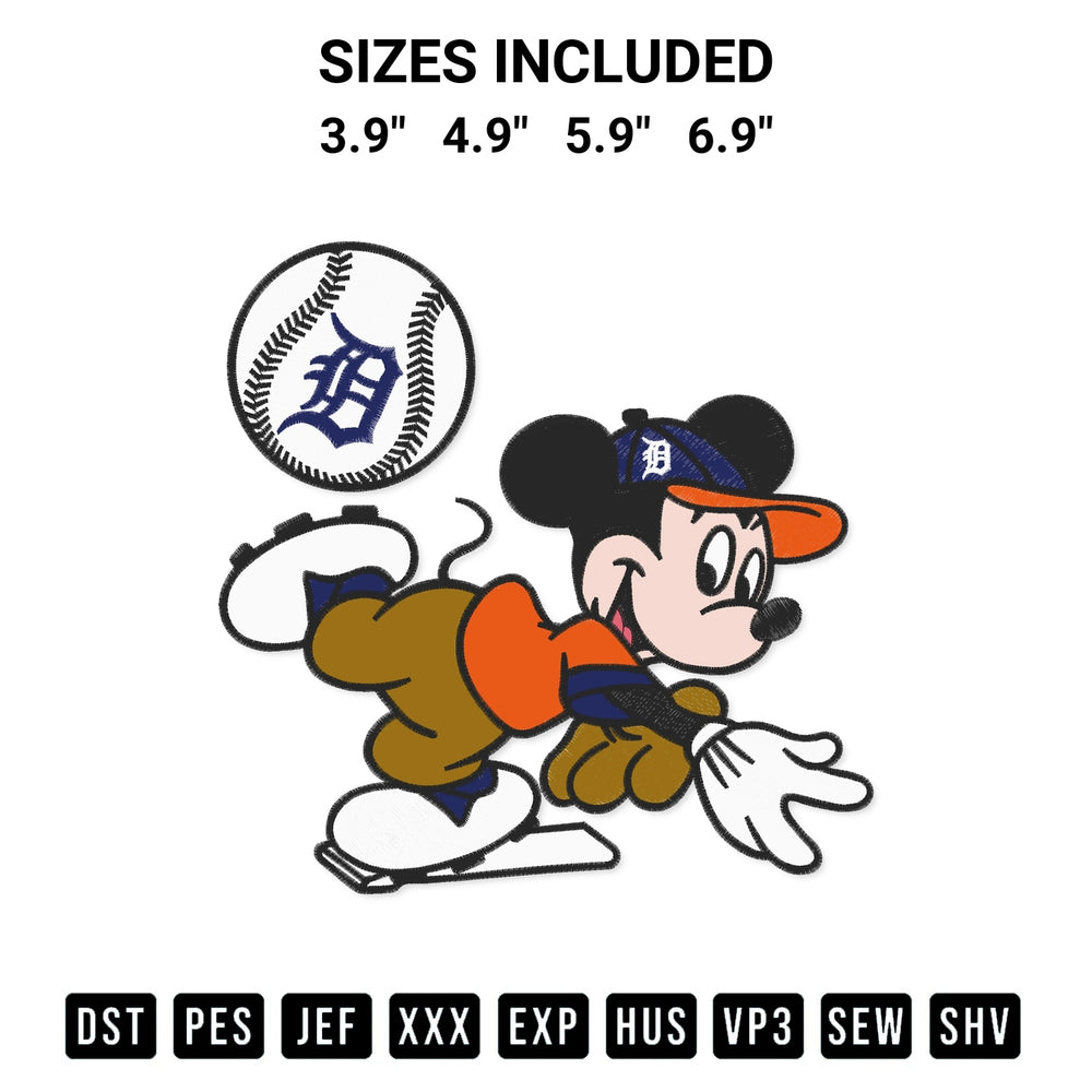Elevate your next project with our Baseball Detroit Mickey Mouse Embroidery Design embroidery file. Shop high-quality digital patterns instantly at Designspacks.com. Available sizes: 3.9", 4.9", 5.9", 6.9".