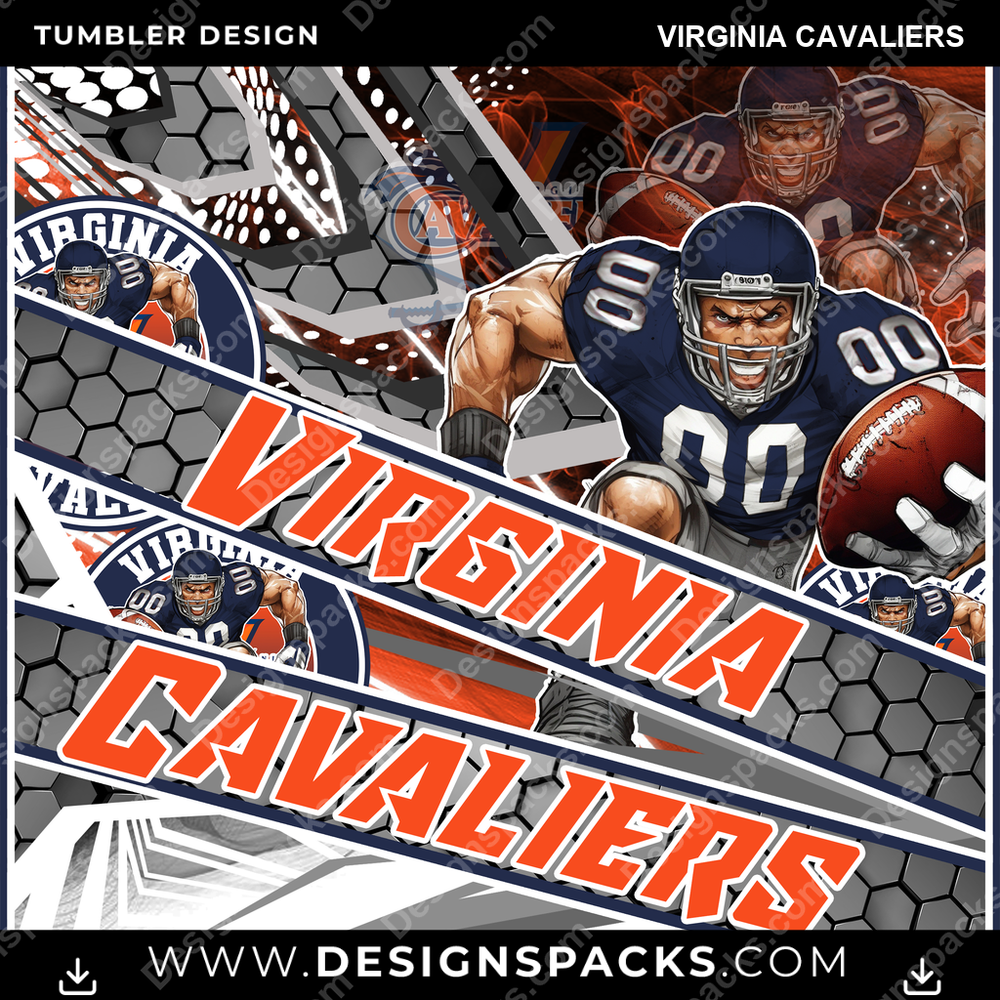 College Sport Fathead Virginia Cavaliers NCAA College Sport Tumbler Digital Wrap Design Download