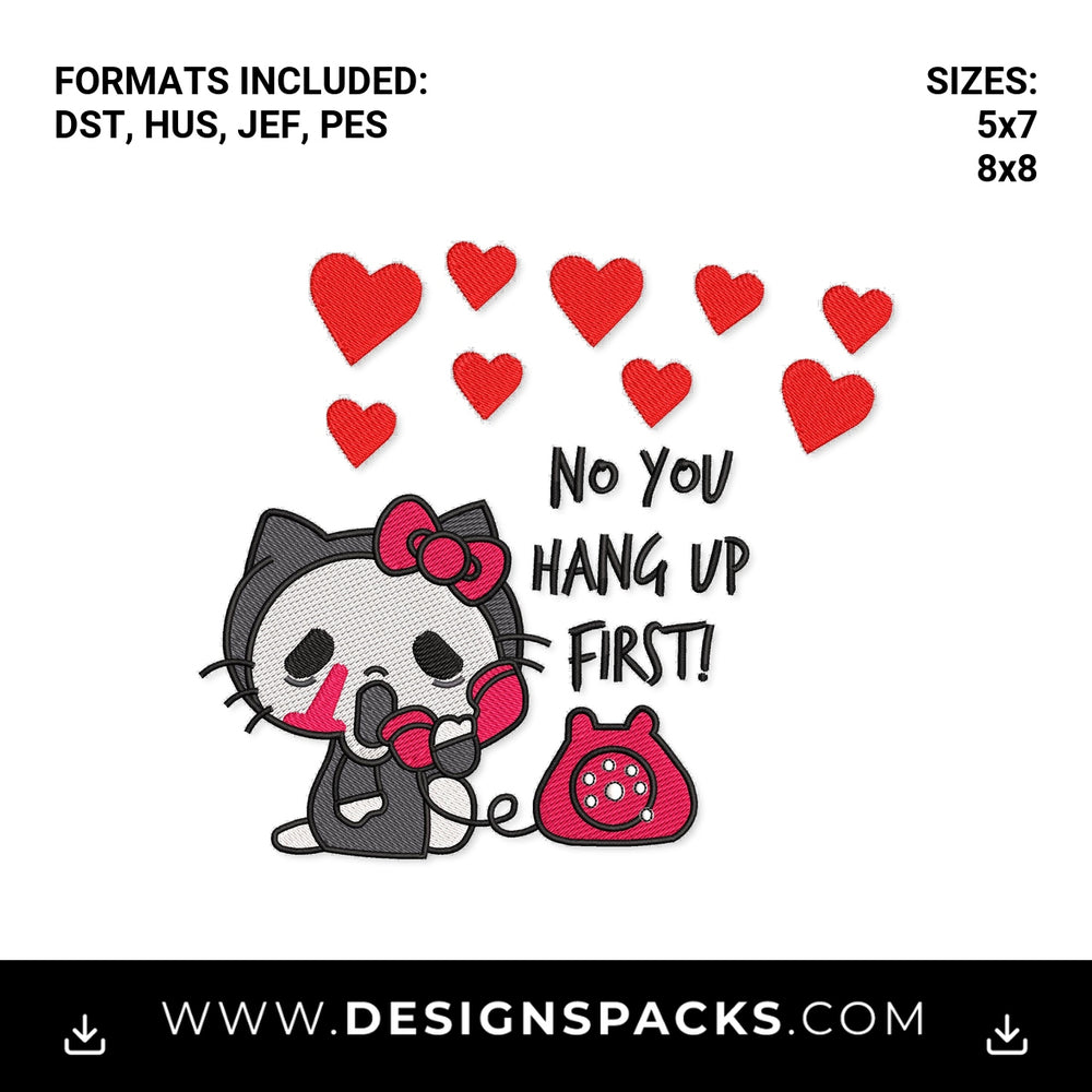 Ghostface Kitty No You Hang Up First Embroidery Design - Instant digital download pattern at Designspacks.com