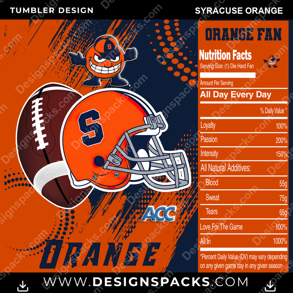 College Sport Team Fan CFB Syracuse Orange NCAA College Sport Tumbler Digital Wrap Design Download