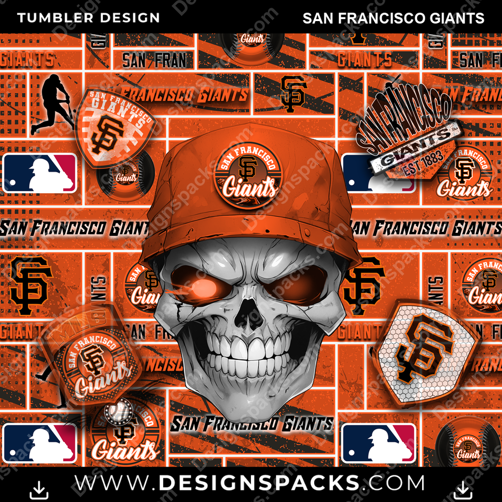 Baseball Skull San Francisco Giants Tumbler Digital Wrap Design