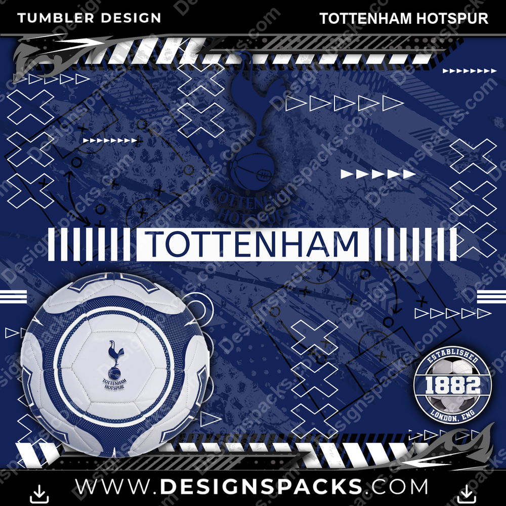 Soccer UK Xs & Os Tottenham Hotspur MLS Soccer Tumbler Digital Wrap Design Download