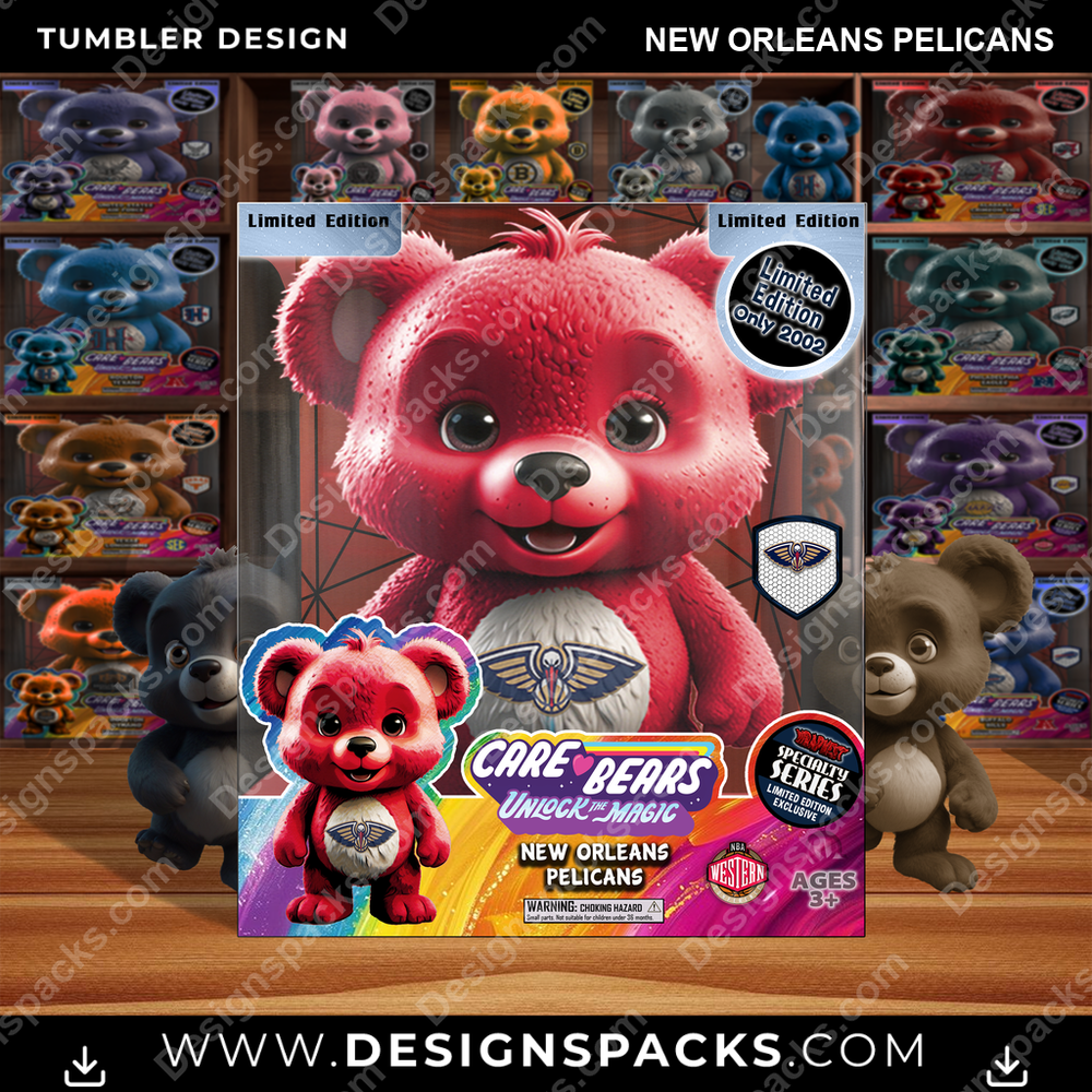 Basketball Care Bear Box New Orleans Pelicans NBA Basketball Tumbler Digital Wrap Design Download