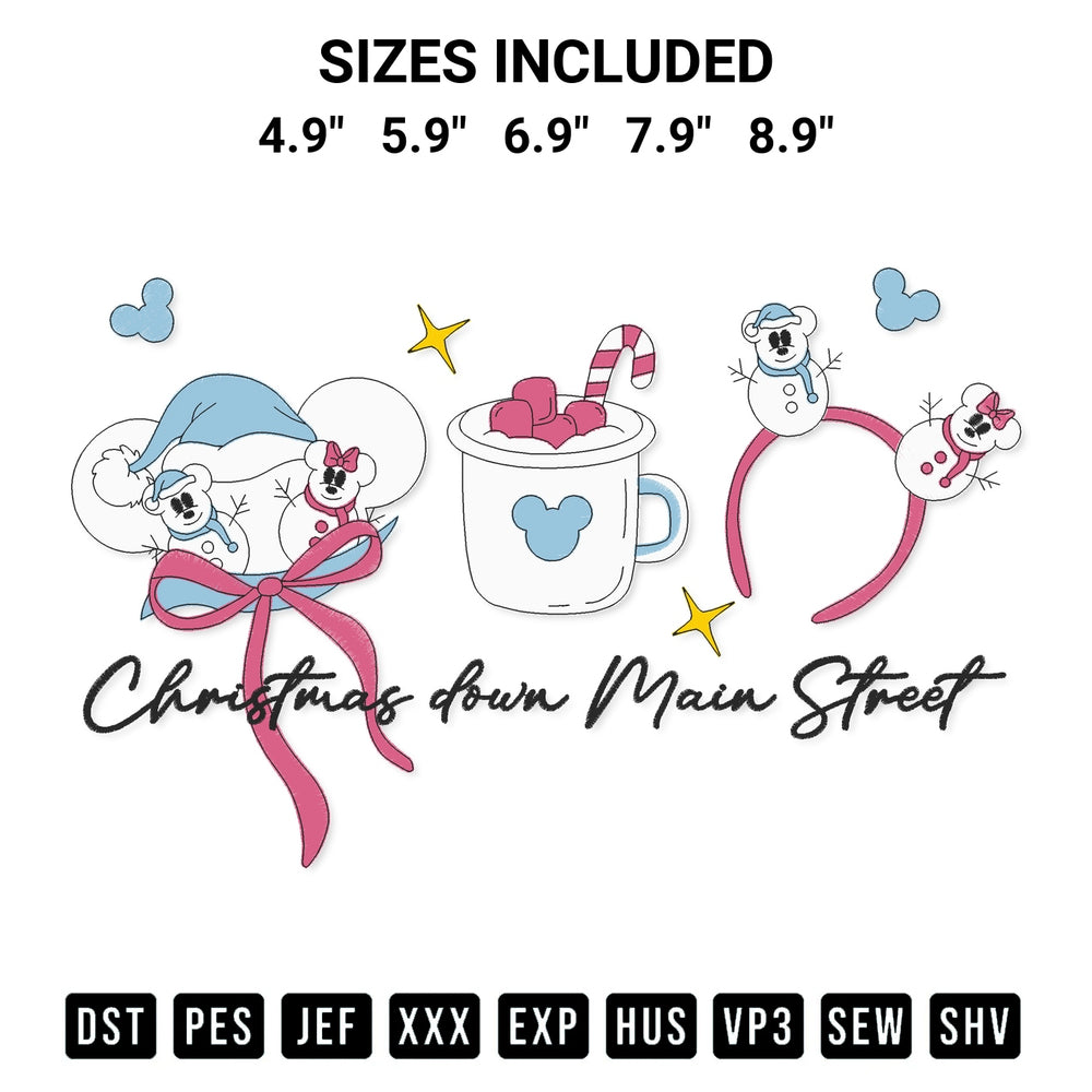 Stitch like a pro with the Christmas Down Main Street Embroidery Design embroidery pattern from Designspacks.com. High-quality digital machine embroidery file. Available sizes: 4.9", 5.9", 6.9", 7.9", 8.9".