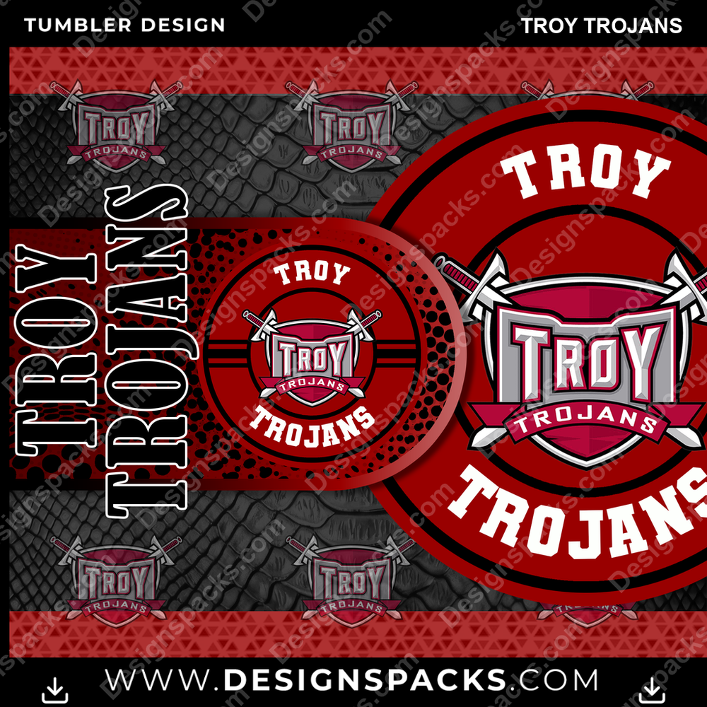 College Sport Hyper Troy Trojans Tumbler Digital Wrap Design