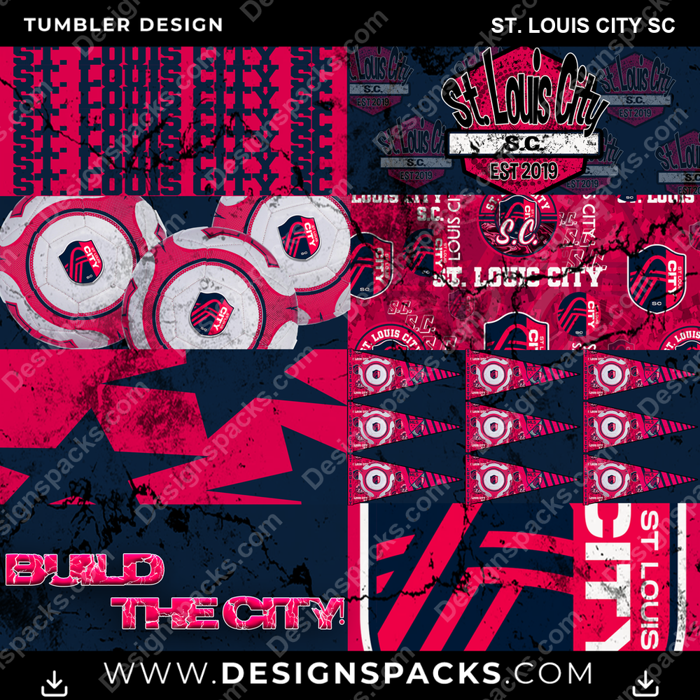 Soccer Distressed BG St. Louis City SC Tumbler Digital Wrap Design