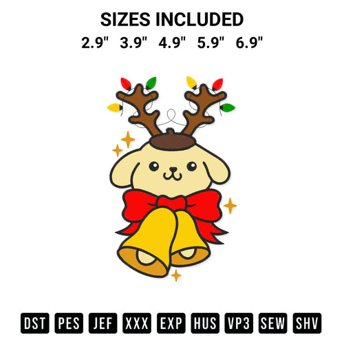 Discover the perfect addition to your crafting collection: Pompompurin Reindeer Christmas Embroidery Design embroidery file. Instantly available at Designspacks.com. Available sizes: 2.9