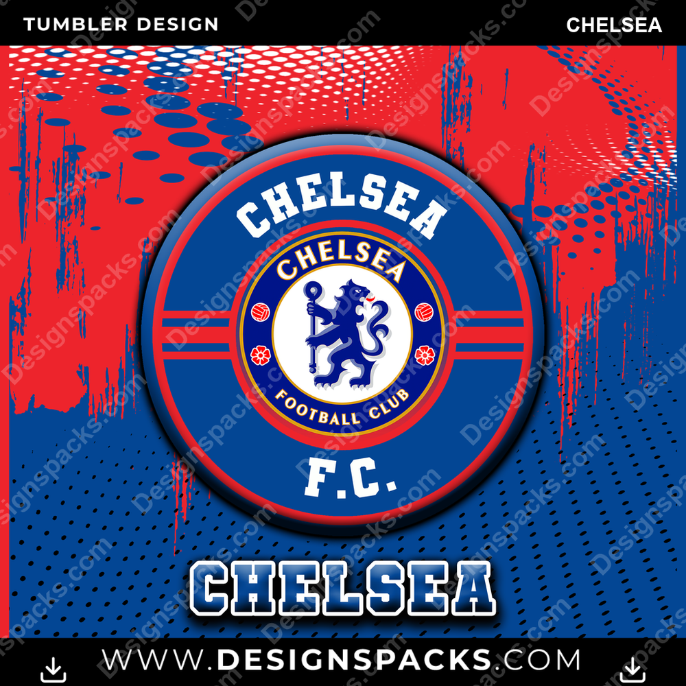 Soccer UK Dot Logo Chelsea Tumbler Digital Wrap Design