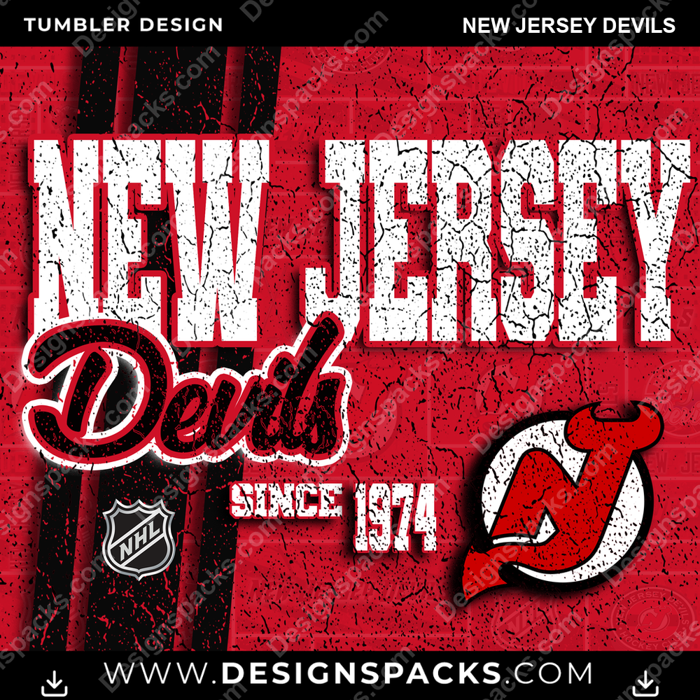 Hockey Grunge New Jersey Devils Tumbler Digital Wrap Design