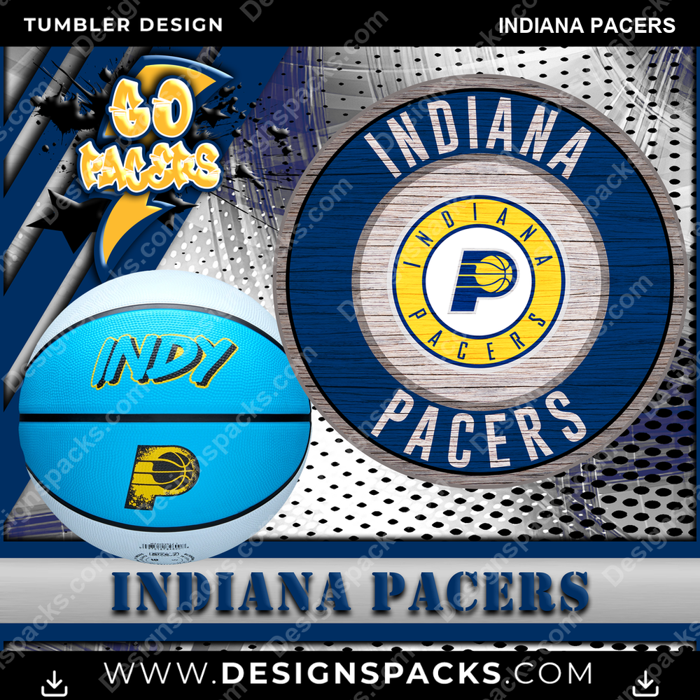 Basketball Go Team Indiana Pacers Tumbler Digital Wrap Design