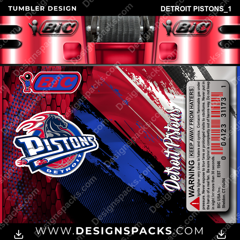 Basketball BIC Lighter Detroit Pistons_1 Tumbler Digital Wrap Design