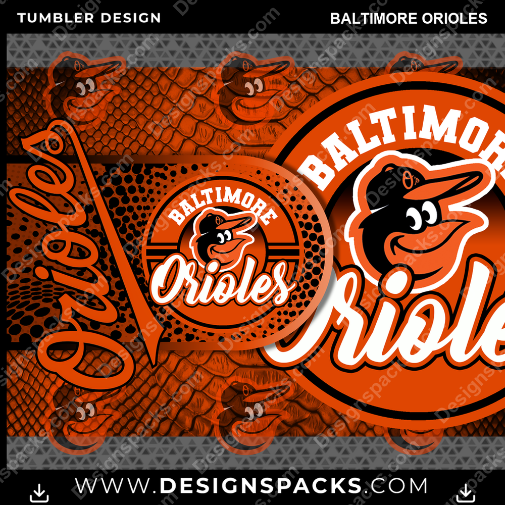 Baseball Hyper Baltimore Orioles Tumbler Digital Wrap Design