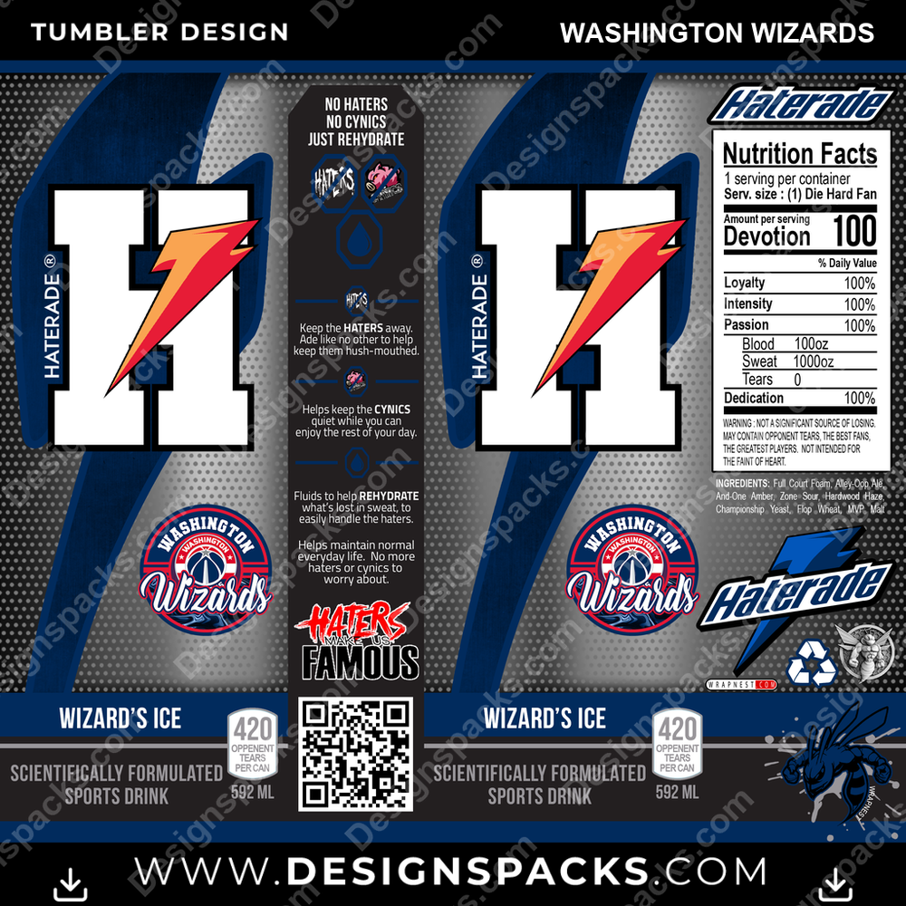 Basketball Haterade Washington Wizards Tumbler Digital Wrap Design