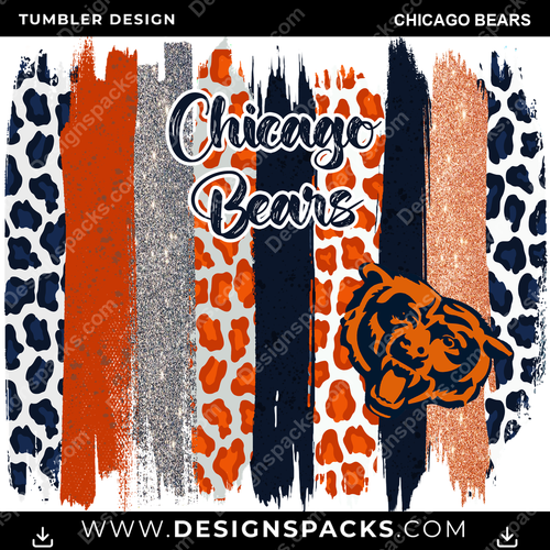 Football Brush Strokes Chicago Bears NFL Football Tumbler Digital Wrap Design Download
