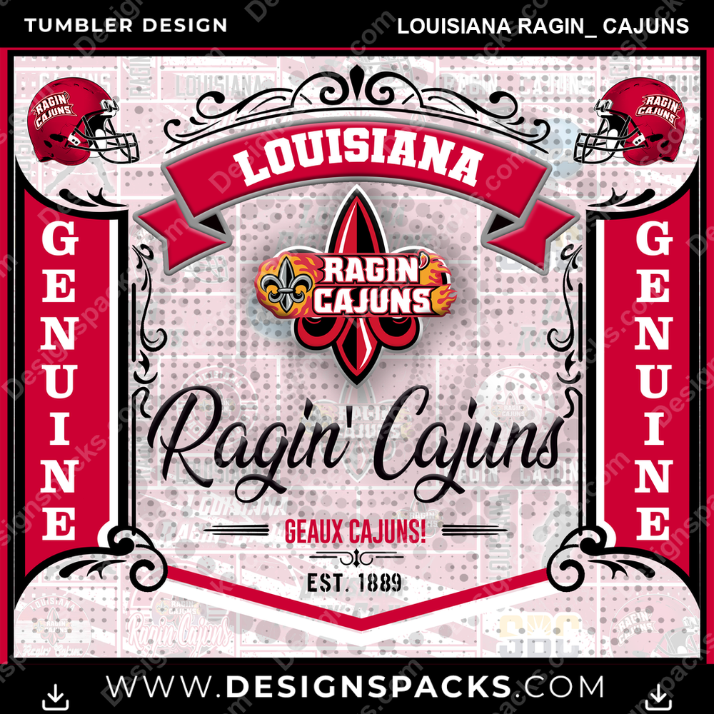 College Sport Bud Louisiana Ragin_ Cajuns Tumbler Digital Wrap Design