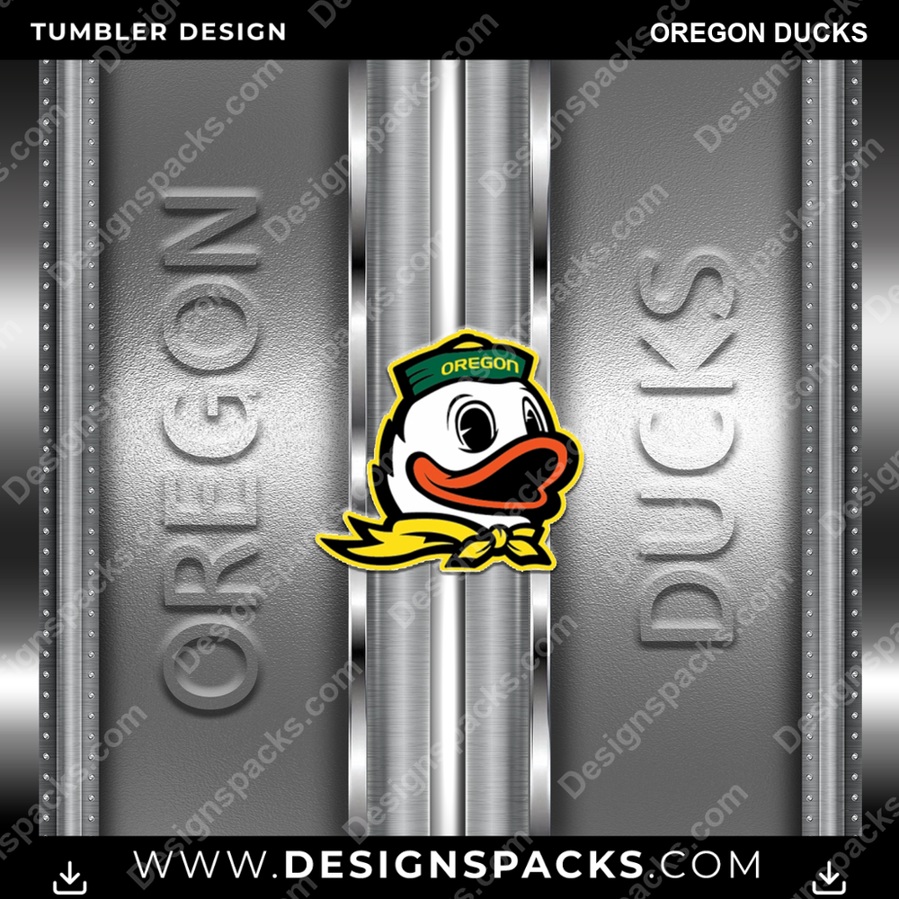 College Sport Metallic Oregon Ducks Tumbler Digital Wrap Design
