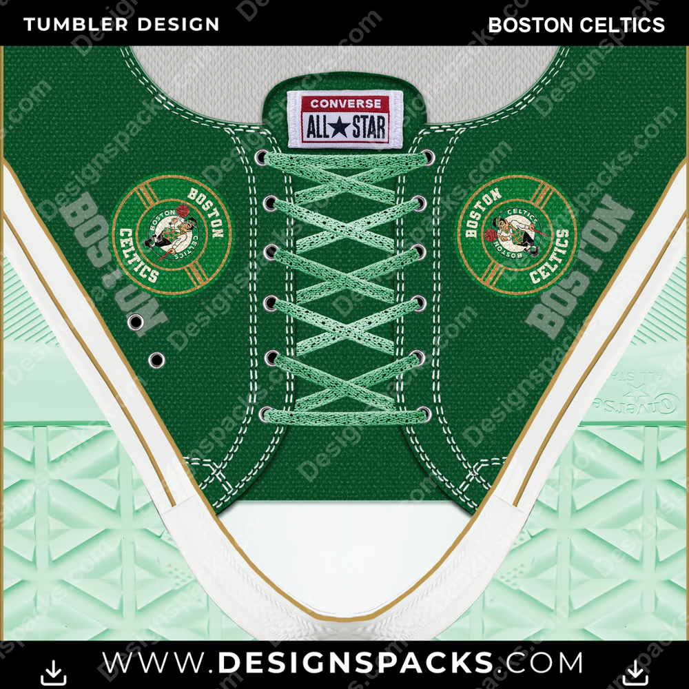 Basketball Converse Boston Celtics Tumbler Digital Wrap Design