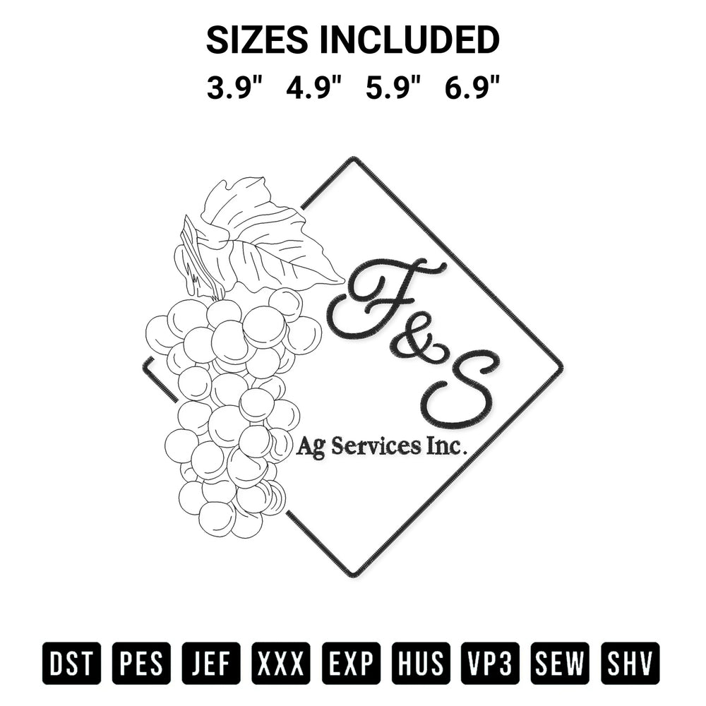 Looking for the perfect pattern? Download the F S Ag Services Inc Embroidery Design embroidery design today at Designspacks.com. Crisp, clean stitching guaranteed. Available sizes: 3.9", 4.9", 5.9", 6.9".