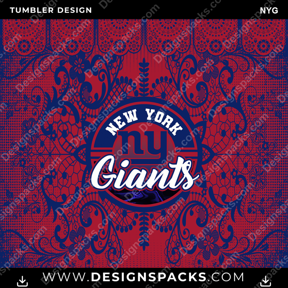 Football Lace & Logo NYG NFL Football Tumbler Digital Wrap Design Download