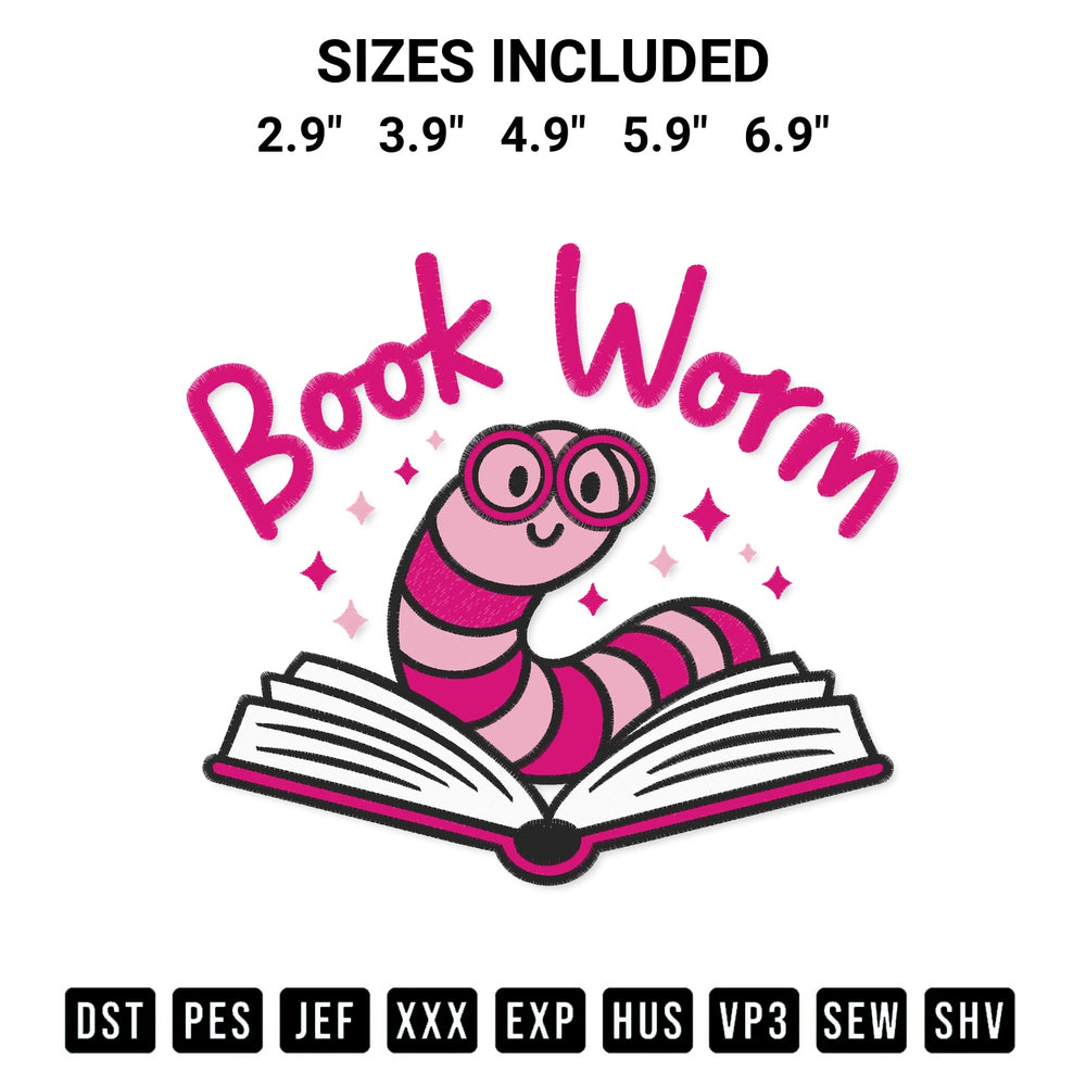 Transform your fabrics with the Bookworm Embroidery Design embroidery design. Instant access to premium digitized patterns at Designspacks.com. Available sizes: 2.9", 3.9", 4.9", 5.9", 6.9".