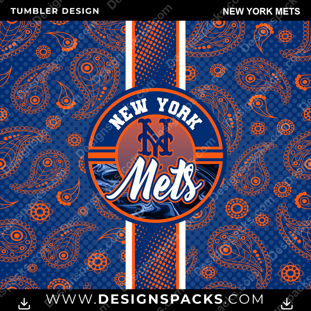 Baseball Handkerchief New York Mets Tumbler Digital Wrap Design