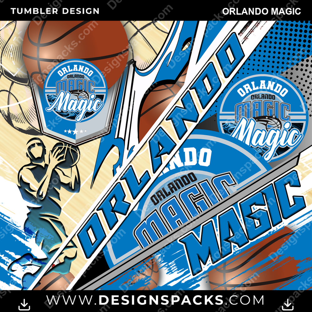 Basketball Silhouette Orlando Magic Tumbler Digital Wrap Design