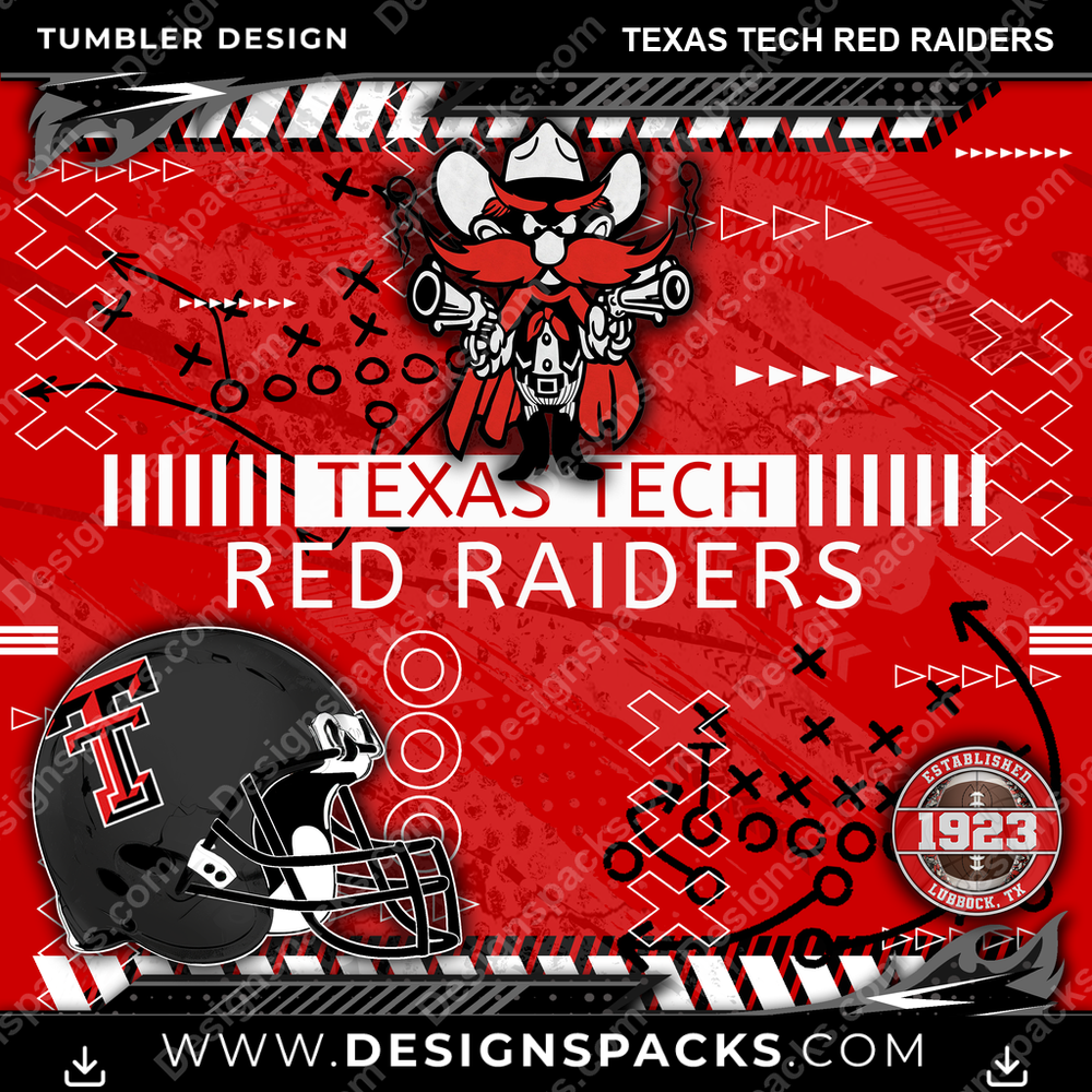 College Sport Xs & Os Texas Tech Red Raiders NCAA College Sport Tumbler Digital Wrap Design Download