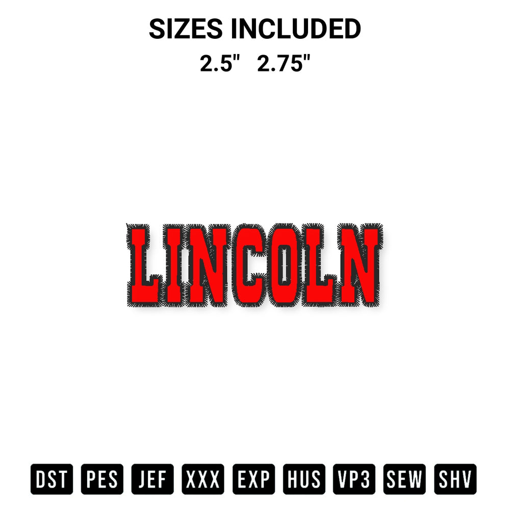Shop the Lincoln Puff Black And Red Embroidery Design machine embroidery pattern at Designspacks.com. Beautifully digitized for flawless stitching on any fabric. Available sizes: 2.5", 2.75".