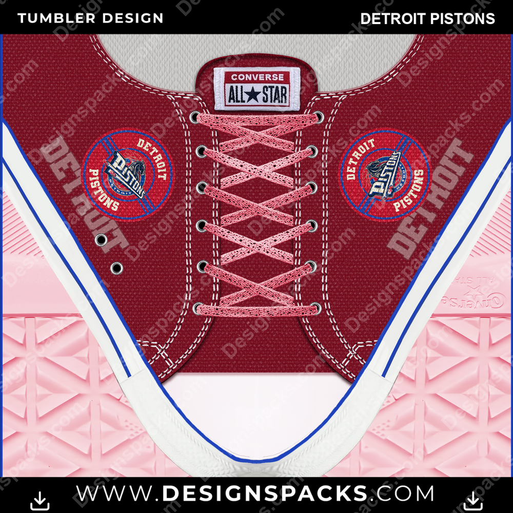 Basketball Converse Detroit Pistons Tumbler Digital Wrap Design