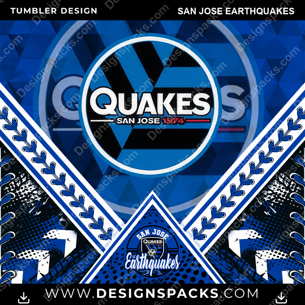 Soccer Diamond San Jose Earthquakes Tumbler Digital Wrap Design
