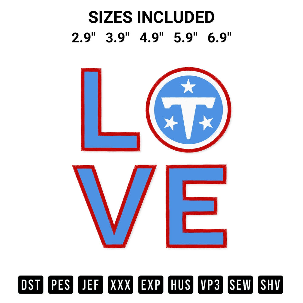 Elevate your next project with our Love Tennessee Titans Embroidery Print Embroidery Design embroidery file. Shop high-quality digital patterns instantly at Designspacks.com. Available sizes: 2.9", 3.9", 4.9", 5.9", 6.9".