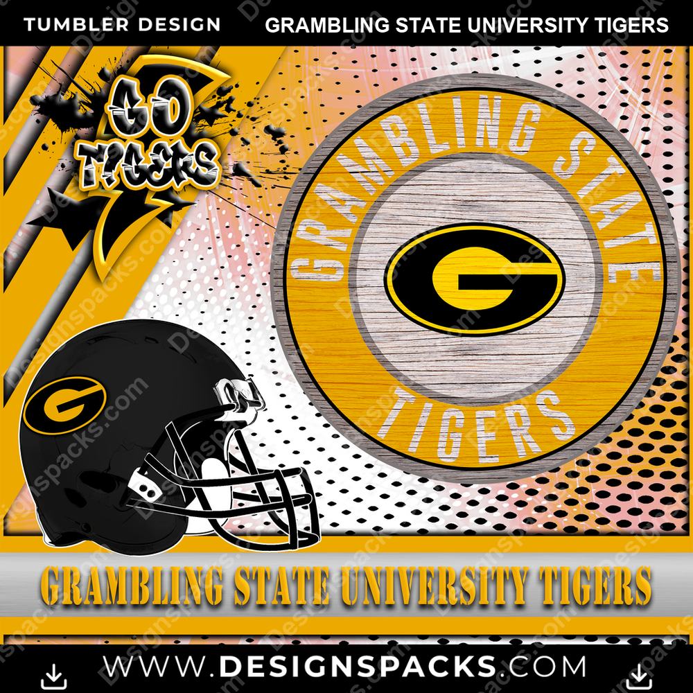 College Sport Go Team 2 Grambling State University Tigers NCAA College Sport Tumbler Digital Wrap Design Download