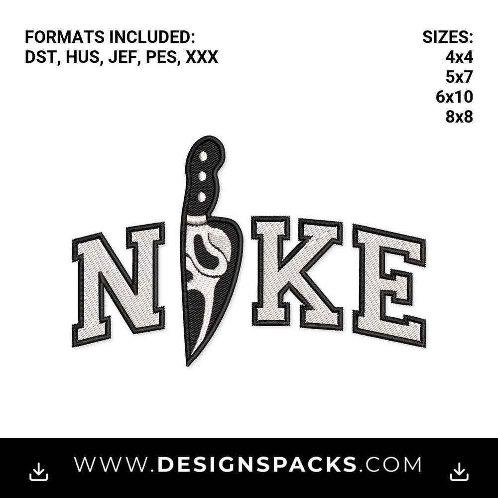 Scream Ghostface Knife Varsity Parody Embroidery Design - Instant digital download pattern at Designspacks.com