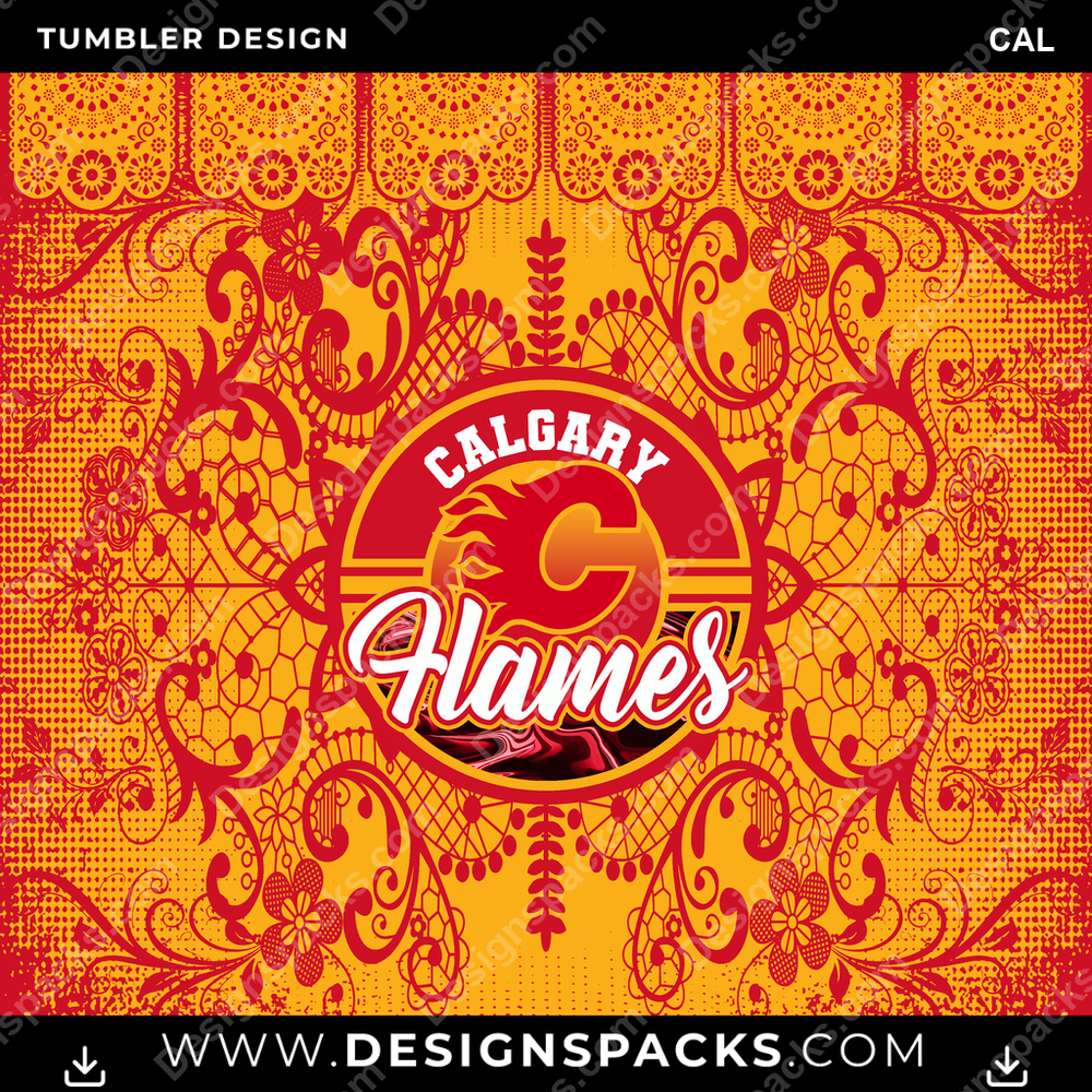 Ice Hockey Lace & Logos CAL Tumbler Digital Wrap Design