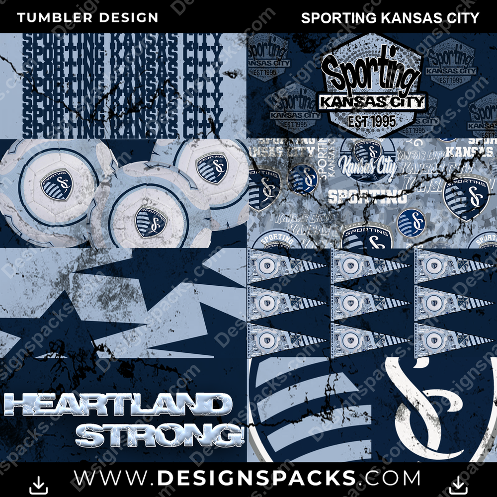 Soccer Distressed BG Sporting Kansas City Tumbler Digital Wrap Design