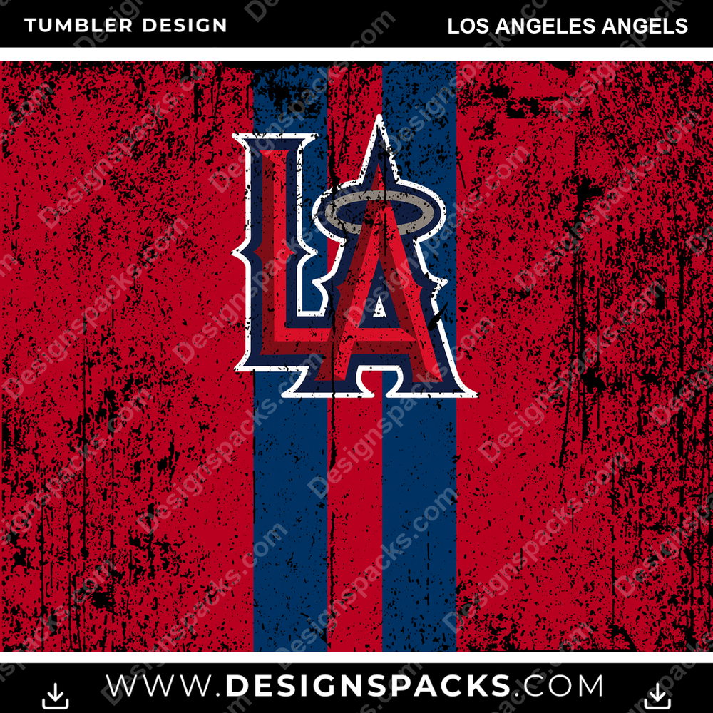 Baseball Grunge Style Los Angeles Angels Tumbler Digital Wrap Design