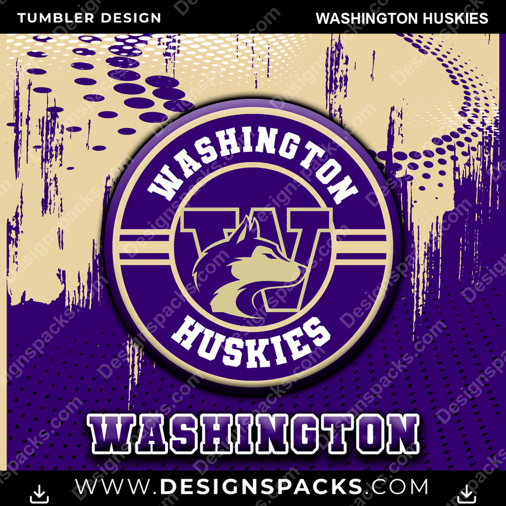 College Sport Dot Logo Washington Huskies Tumbler Digital Wrap Design