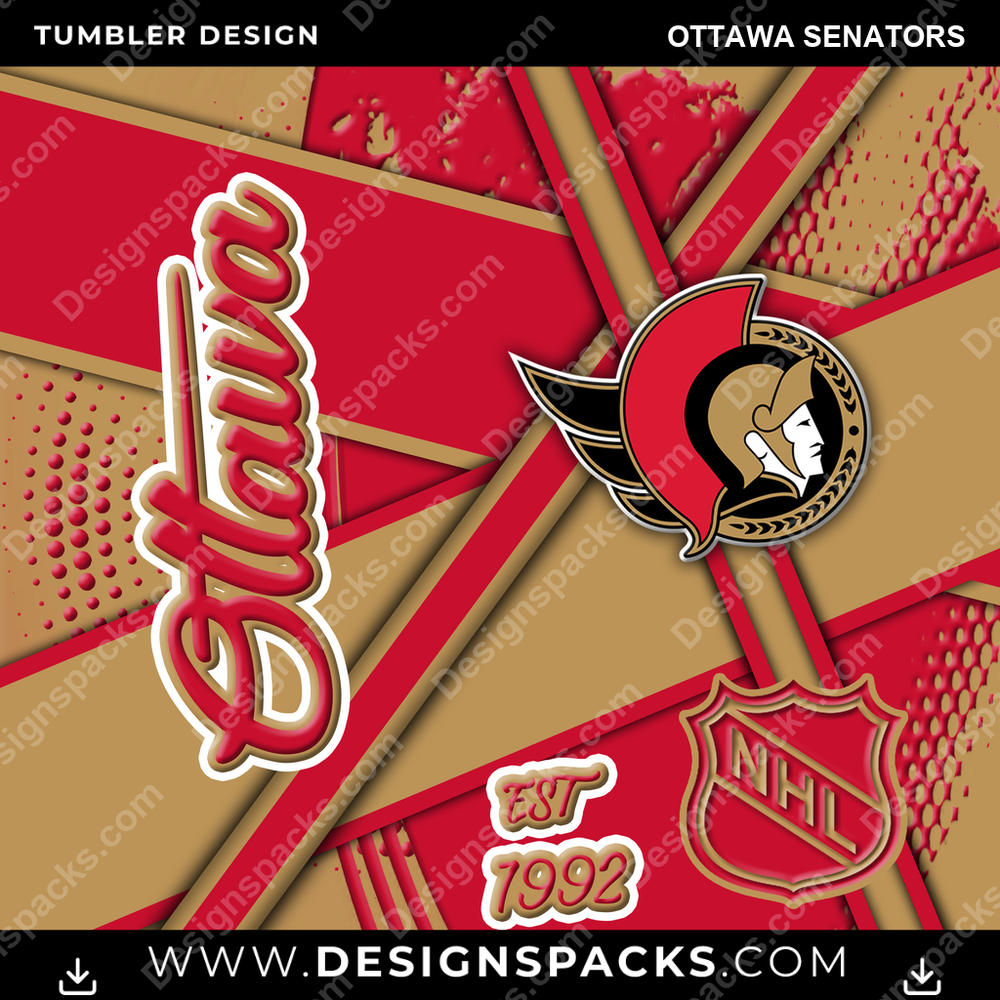 Ice Hockey Team Sport Ottawa Senators NHL Hockey Tumbler Digital Wrap Design Download
